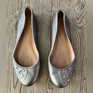 COPY - Tory Burch Ruby Embossed Pewter Ballet Flats size 8